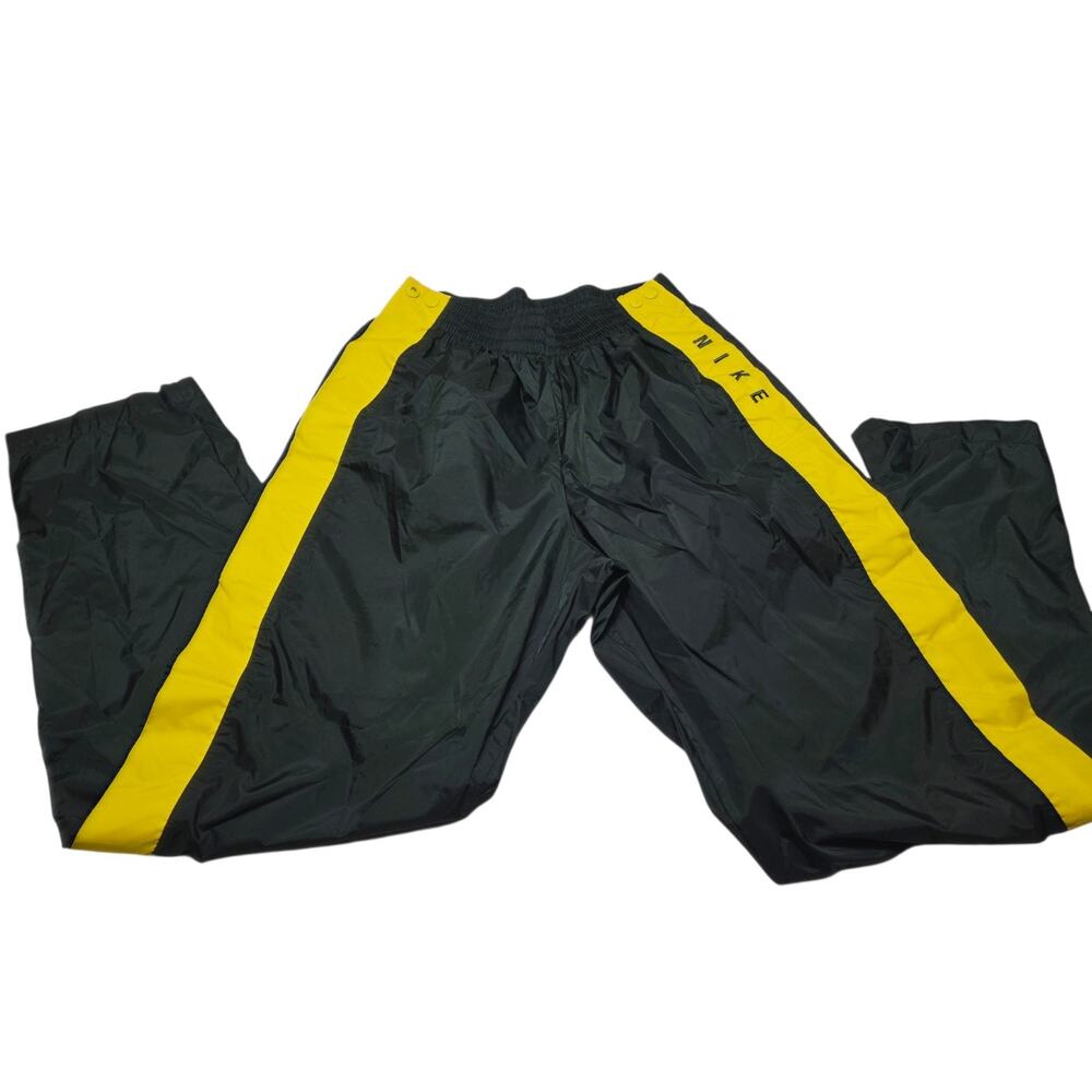 Vintage Nike Tear Away Snap Basketball Warmup Pants Men's Small 90s Green Yellow